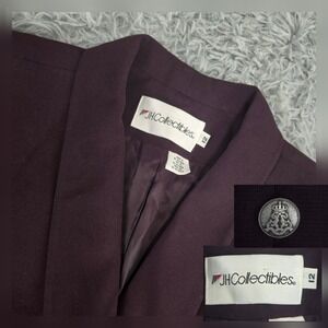 JH Collectibles Womens 12 Purple 5 Metal Button No Vent Blazer‎ Suit Jacket
